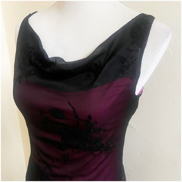 Byer Too Whimsygoth Midi Dress Mesh Black Overlay Pink Underlining Size Small - Picture 6 of 11